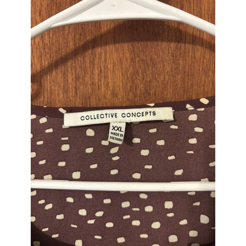 Collective Concepts Rosetto Pleat Front Burgundy  Blouse Size XXL - Picture 3 of 4